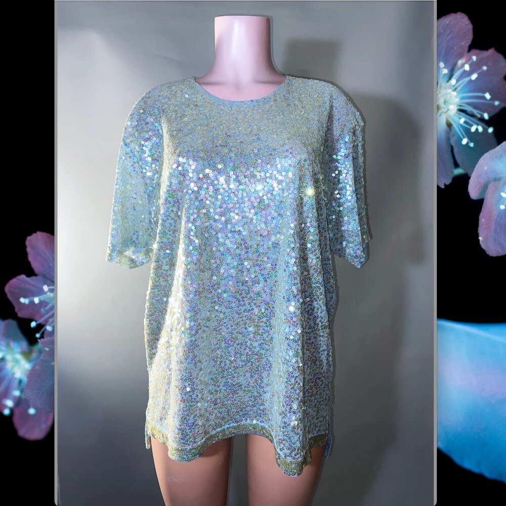 Super Fun Sparkly, Sequin Short Sleeve T-Shirt/DressSize S-M
